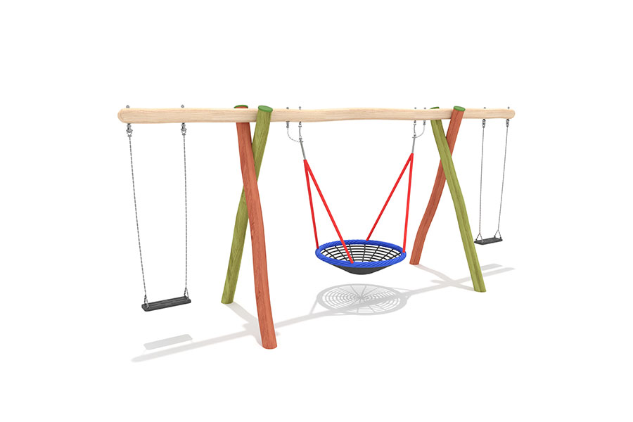 Vogelnestschaukel 3er, 2 Sicherheitsschaukelsitze