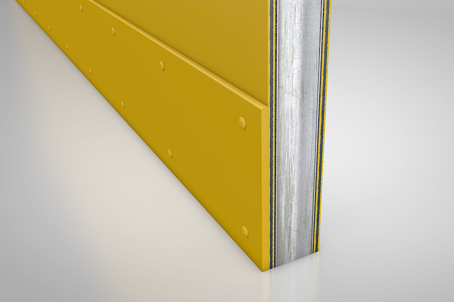 Stossleiste für Bande GFI/16 cm/gelb/grau, per Lfm.