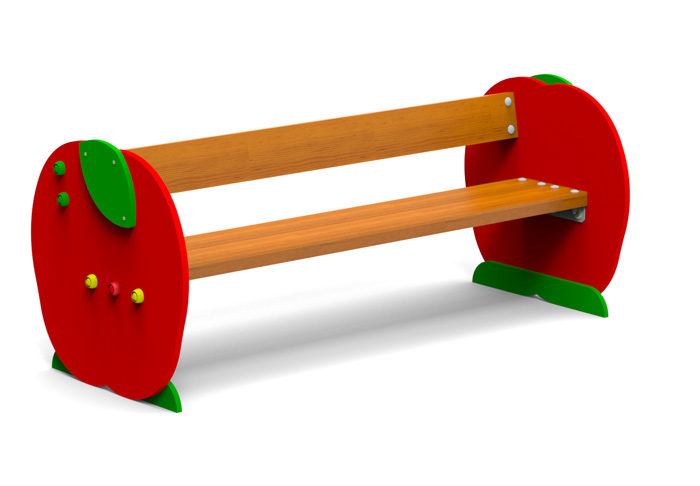 Kindersitzbank Apfelmotiv mit Lehne, L: 150cm