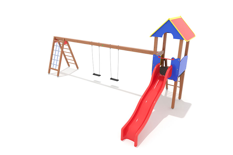 Turm Waldi 2er mit Kletterleiter und Netz
