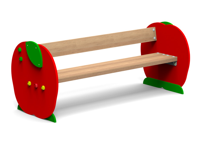 Kindersitzbank Apfelmotiv mit Lehne, L: 150cm