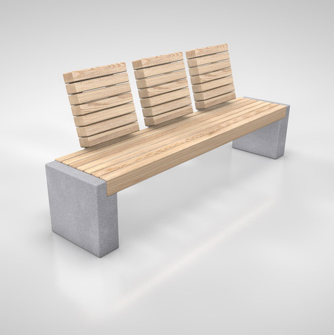 Bank Robust 6 Betonsockel, Lehne