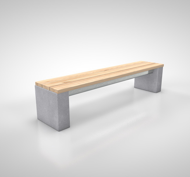 Bank Robust 5 Betonsockel ohne Lehne