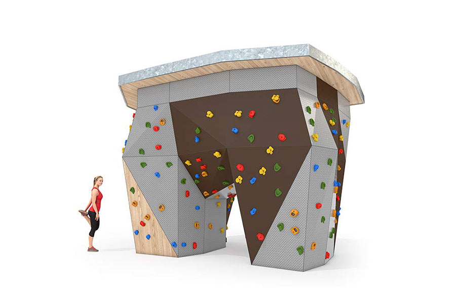 Bouldern Boulder Turm mit Überkletterschutz