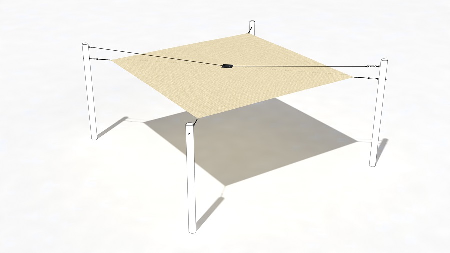 Sonnensegel Elfenbein 500x500 cm mit Patch