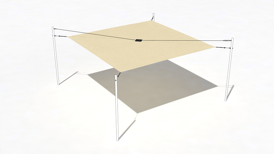 Sonnensegel Elfenbein 600x600 cm mit Patch
