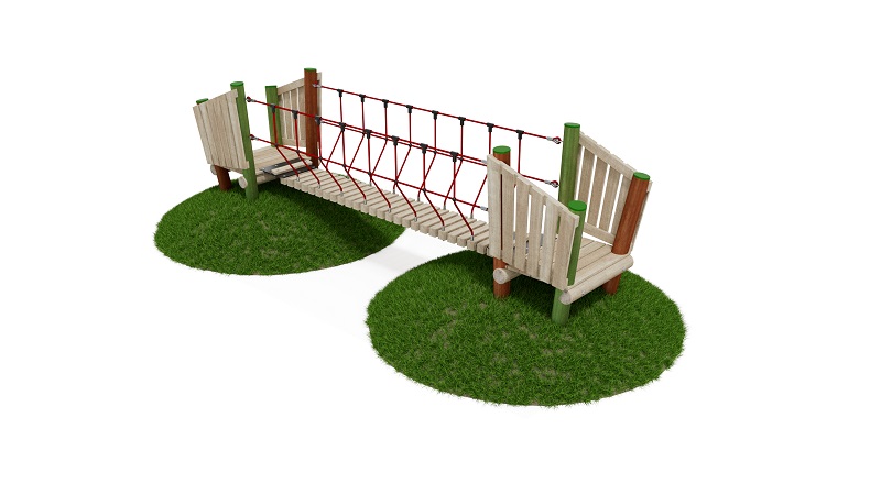 Hängebrücke mit Netz und Podest