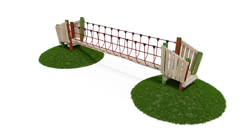 Balancierbrücke mit Netz und Podest