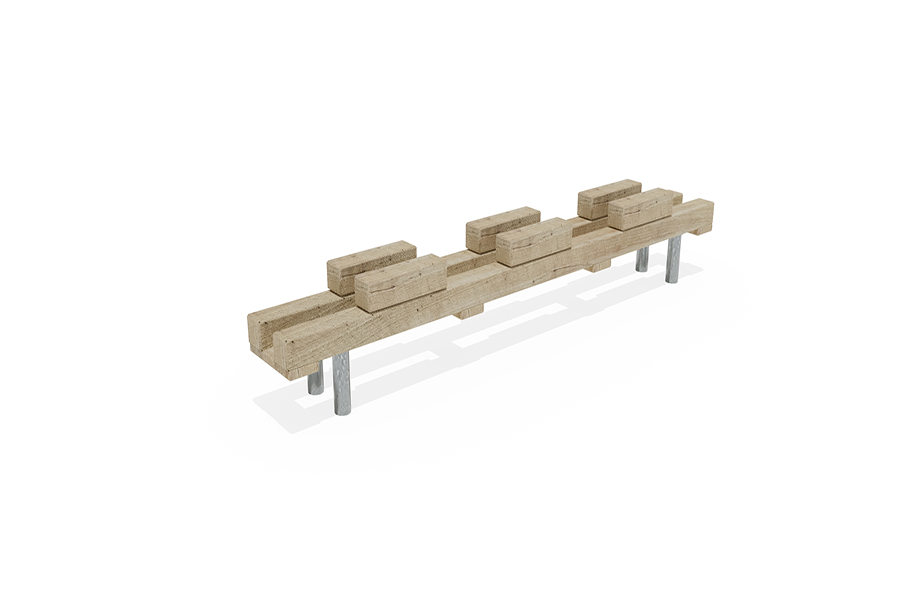 Quadratische Zwillingsbalken mit Holzblöcke M 250cm